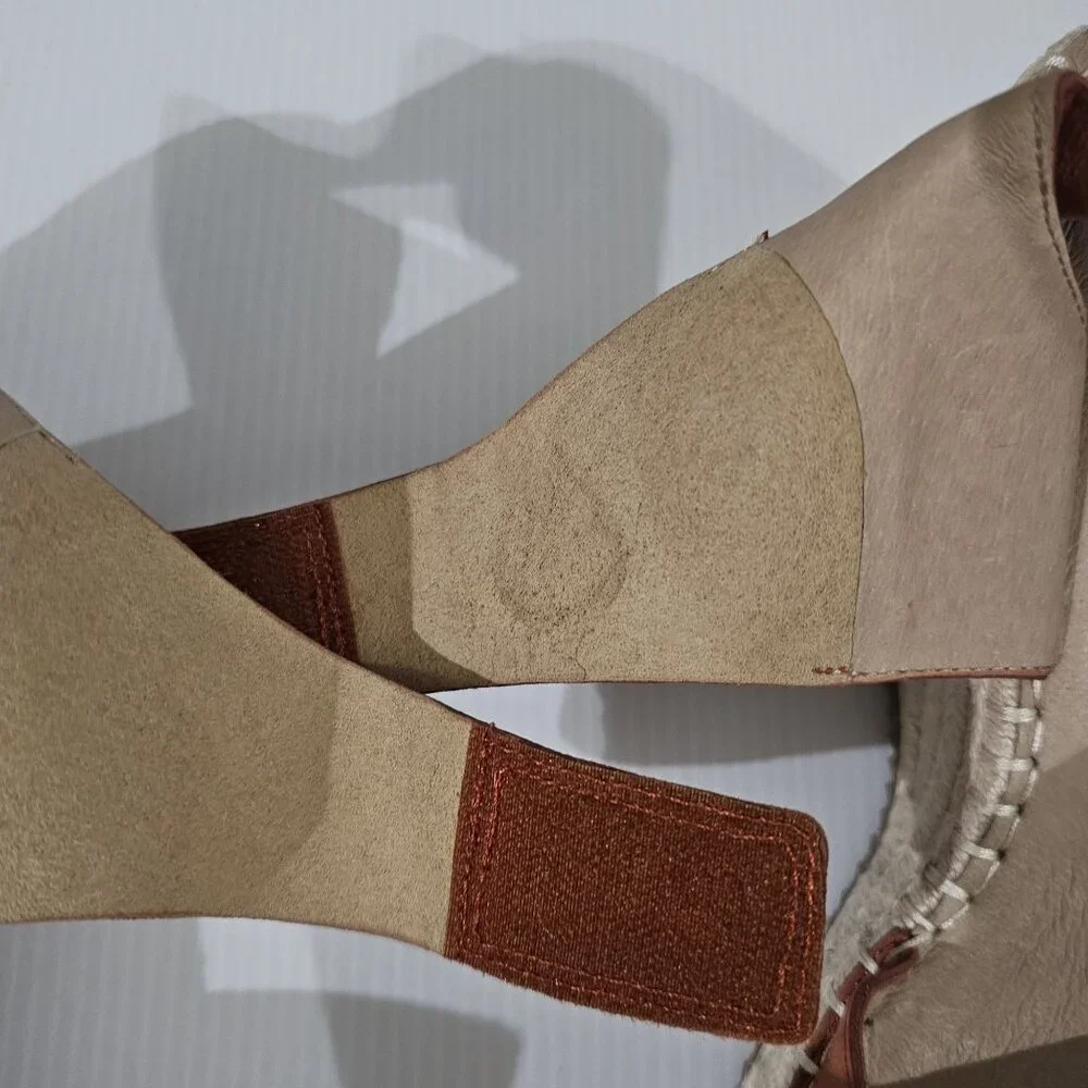 Eileen Fisher Weslia Espadrille Wedge Sandal Womens 9.5 Burnt Orange Leather